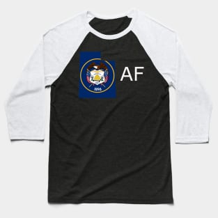 Utah Flag State Outline AF (white) Baseball T-Shirt